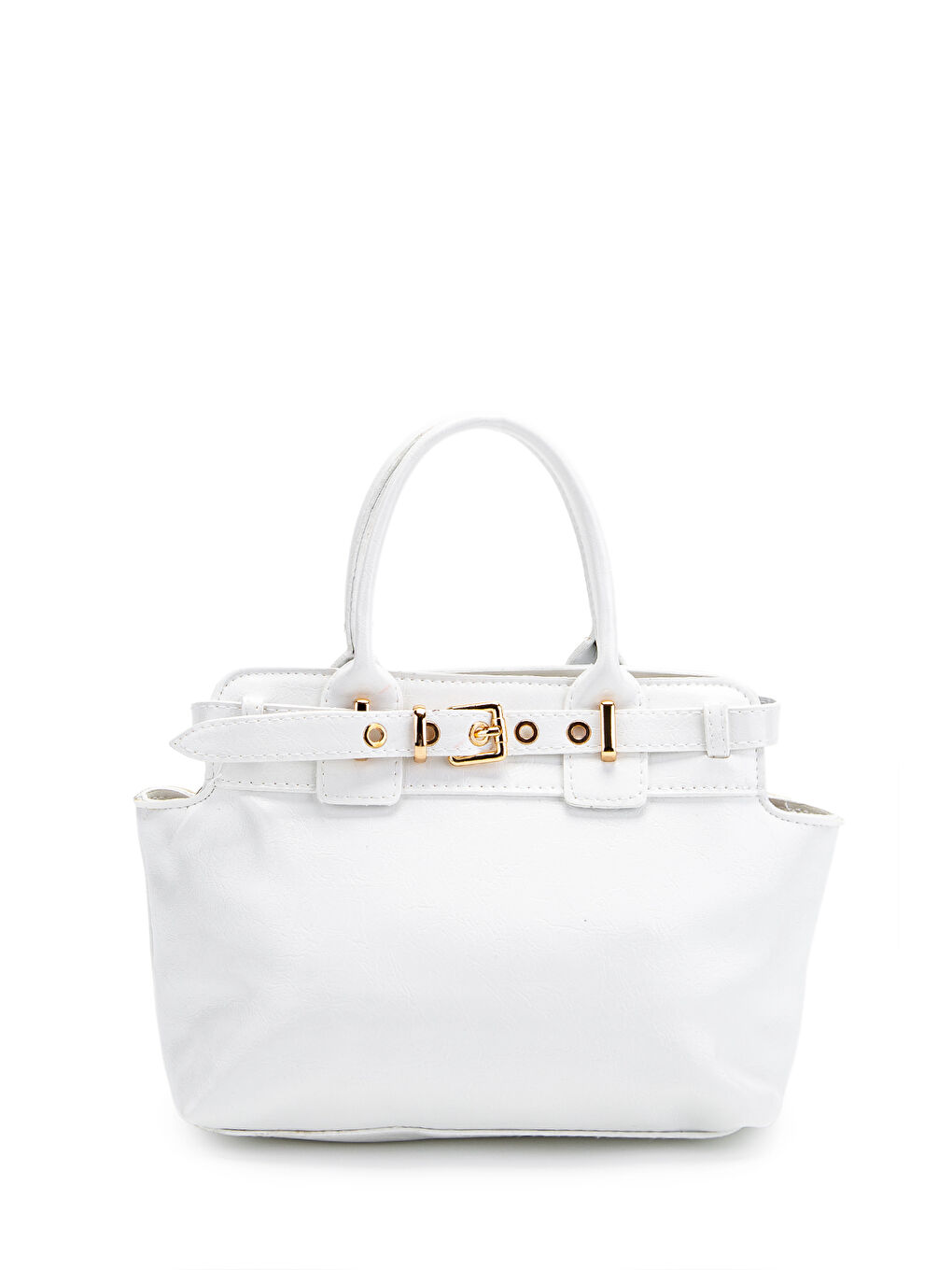 Kemer Detaylı Suni Deri Kadın Çapraz Çanta Despina Beyaz