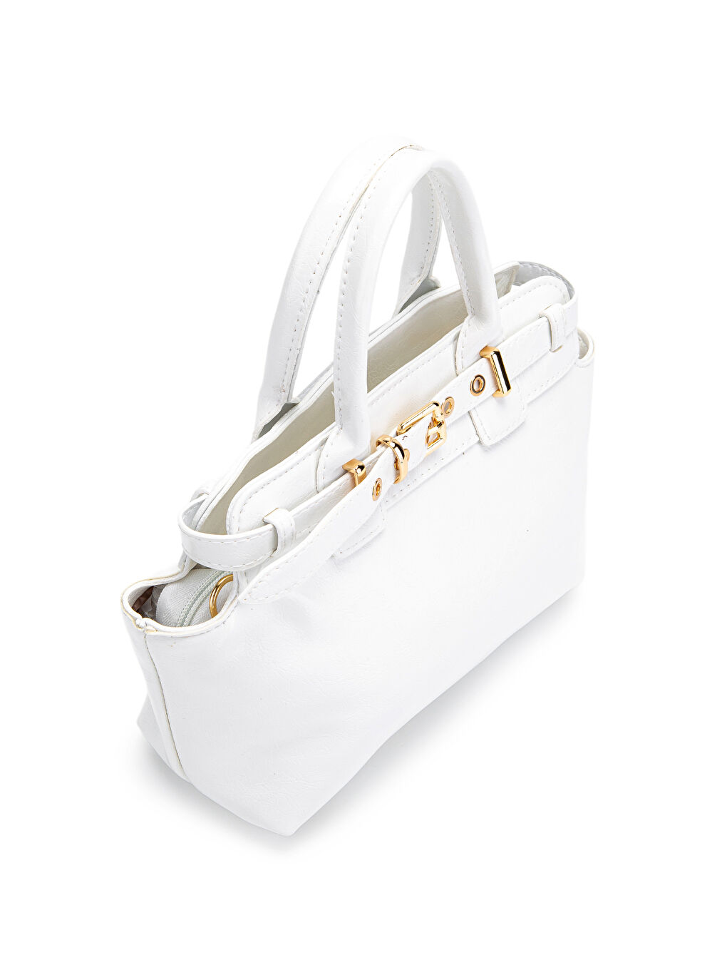 Kemer Detaylı Suni Deri Kadın Çapraz Çanta Despina Beyaz-3
