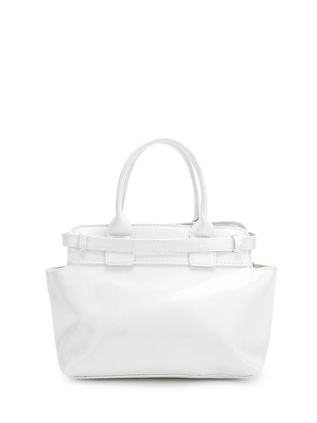 Kemer Detaylı Suni Deri Kadın Çapraz Çanta Despina Beyaz-4