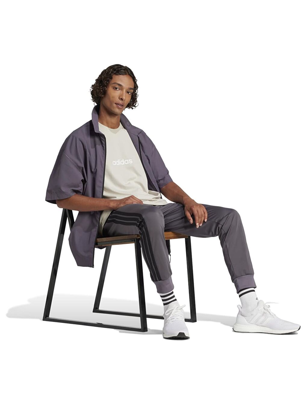 Essentials Linear Sj Erkek Ekru Bisiklet Yaka Tişört-2