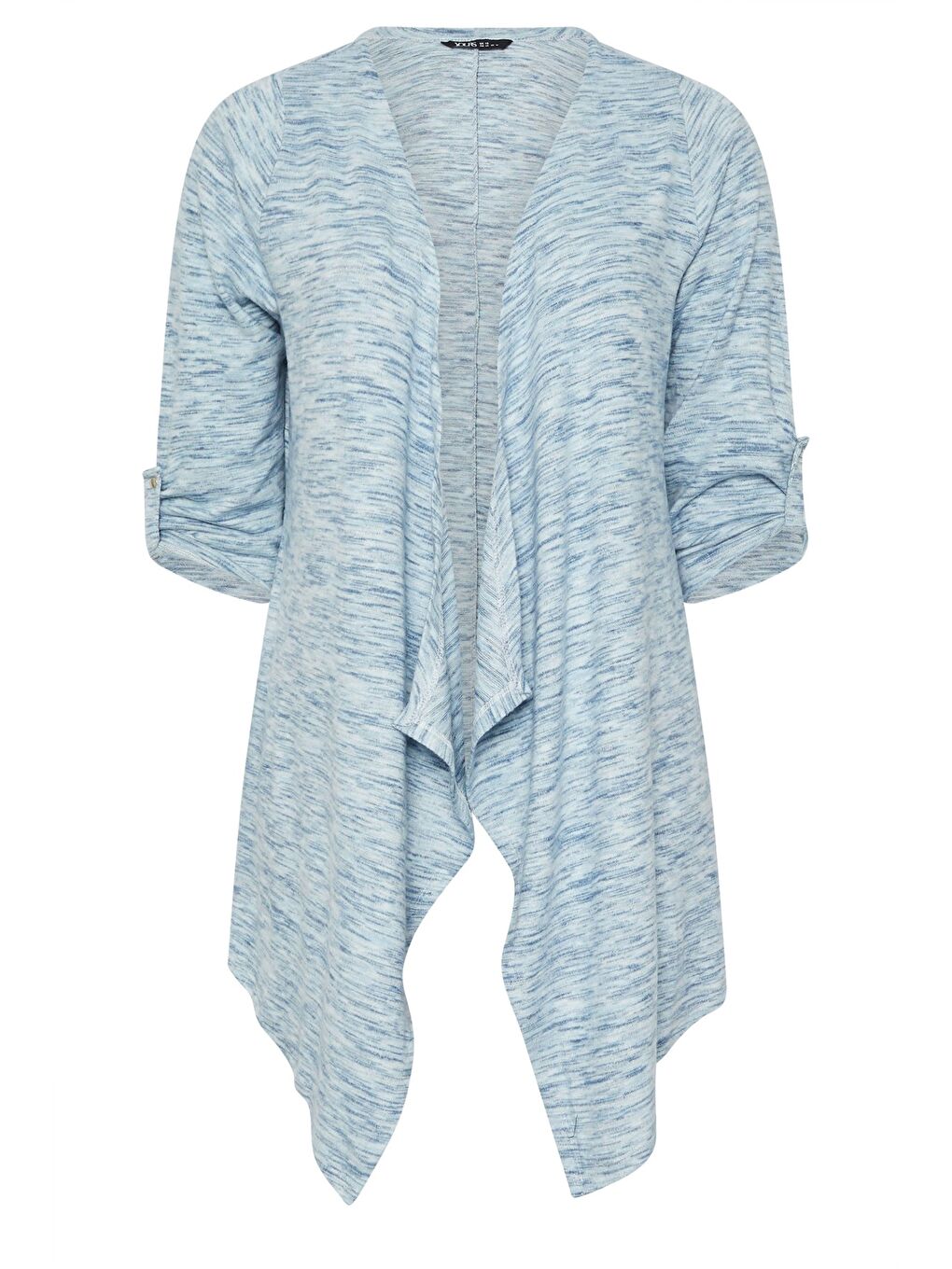 Mavi Büyük Beden Uzun Kollu Önü Kapamasız Asimetrik Kesim İnce Hırka 304057-5