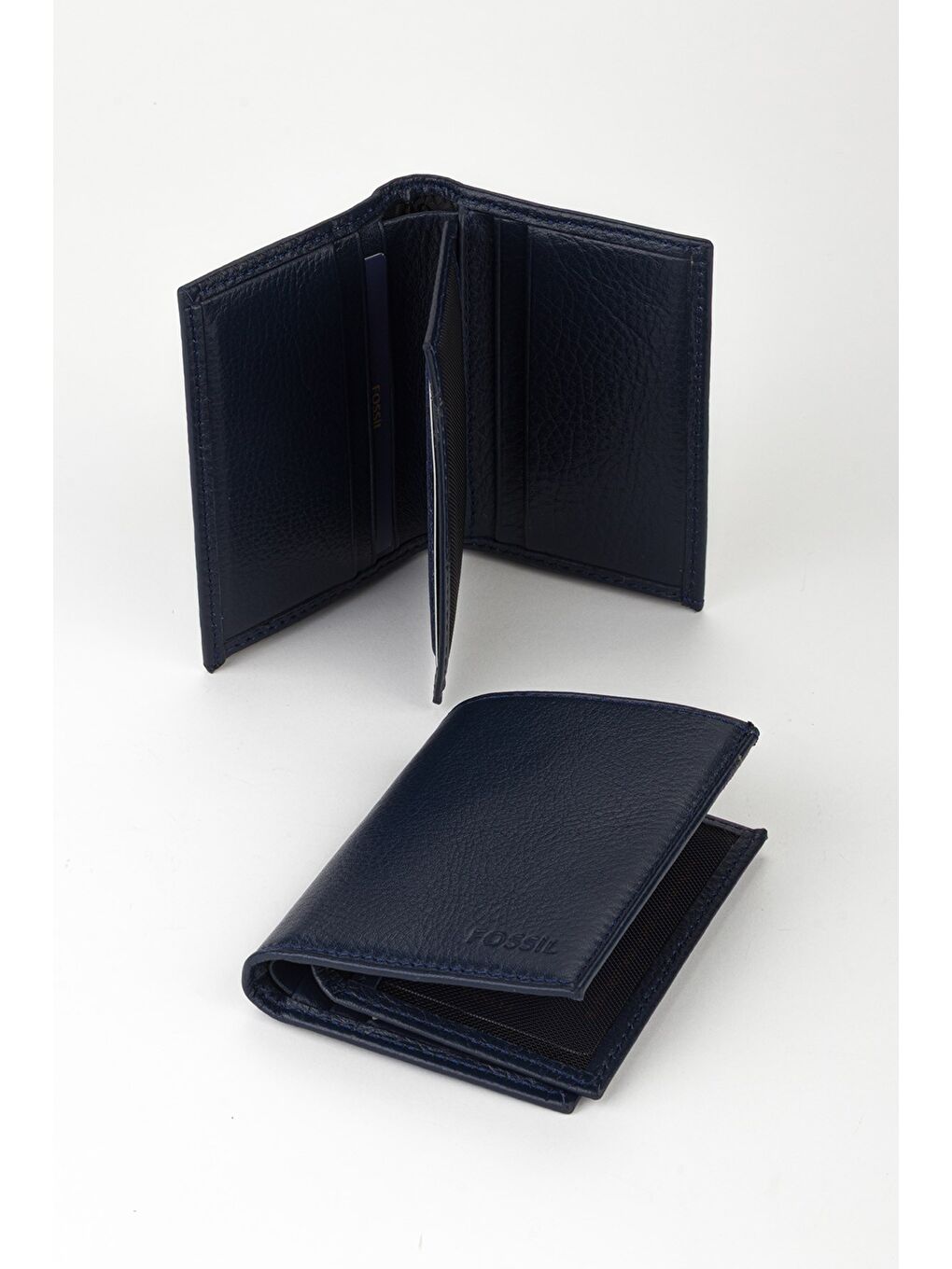 Lacivert Kutulu Hakiki Deri Küçük Boy Dikey El Portföyü Cüzdan