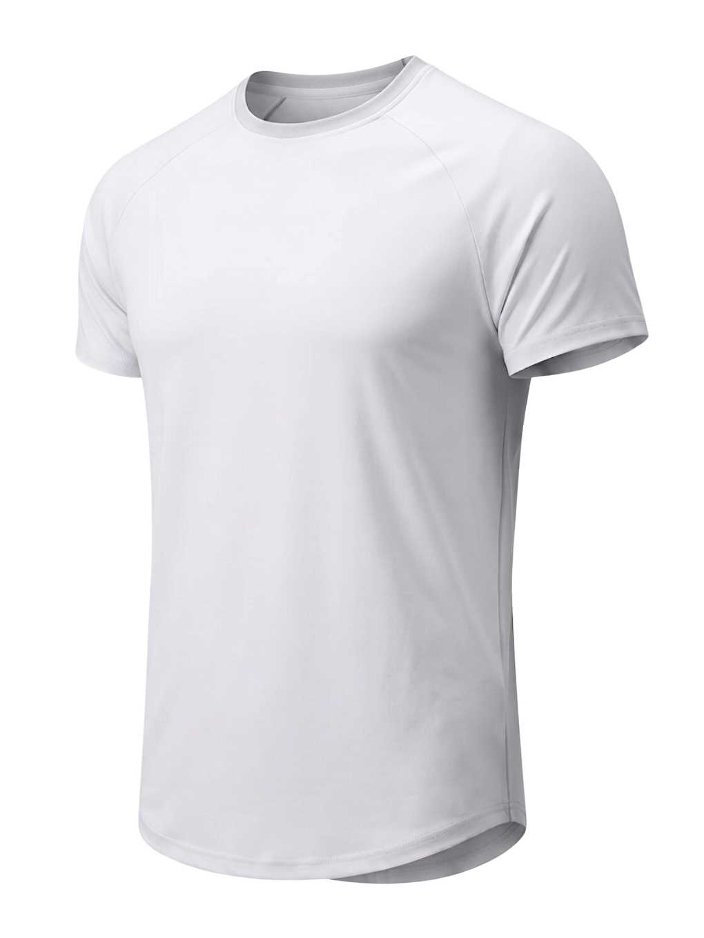 Beyaz Erkek Spor Tişört Fitness Antrenman Tişörtü Oval Kesim Elastanlı Süprem Reglan Kol OVAL-T22