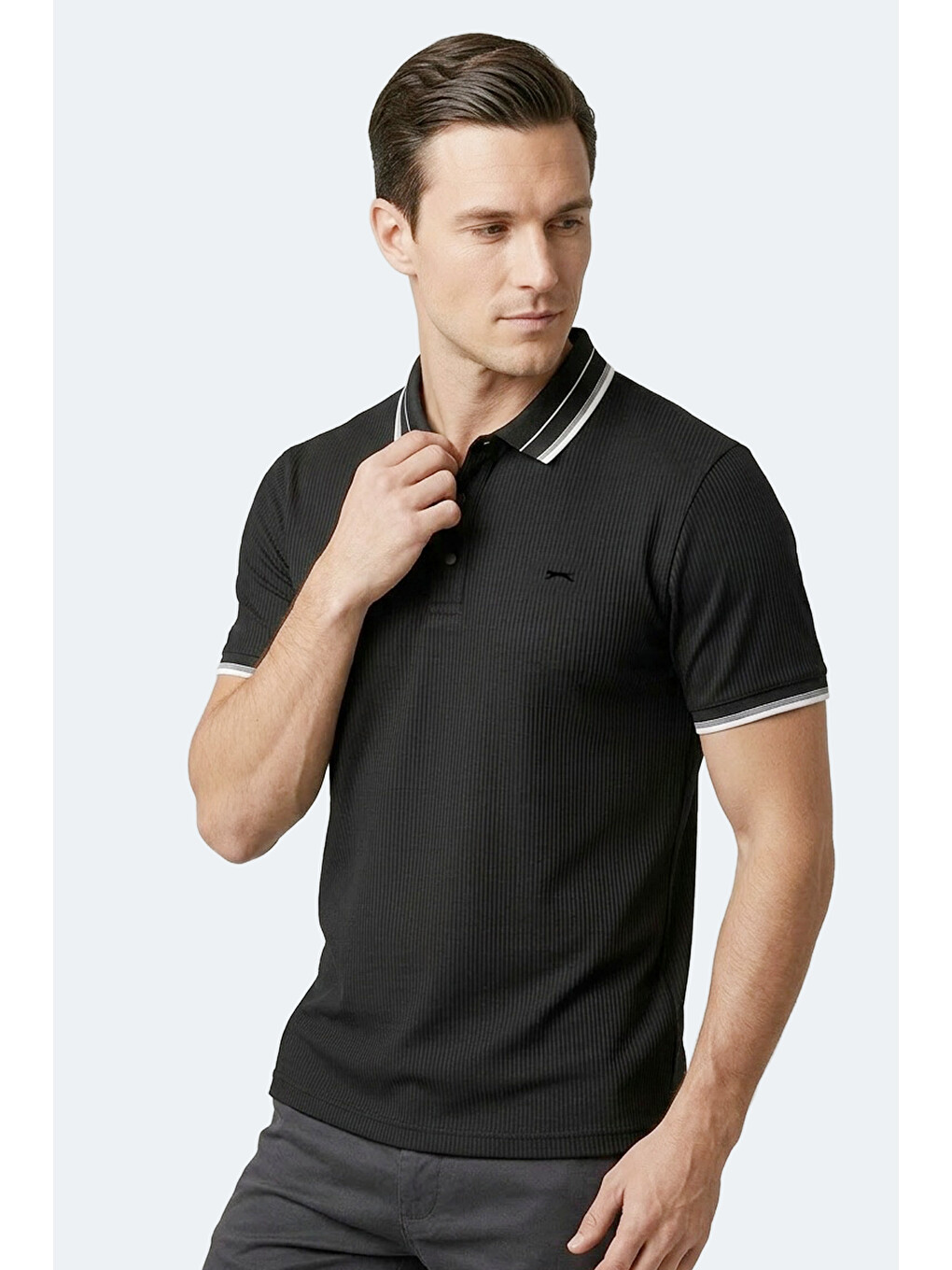 ZINOVIA Erkek Polo Yaka Siyah Tişört-3