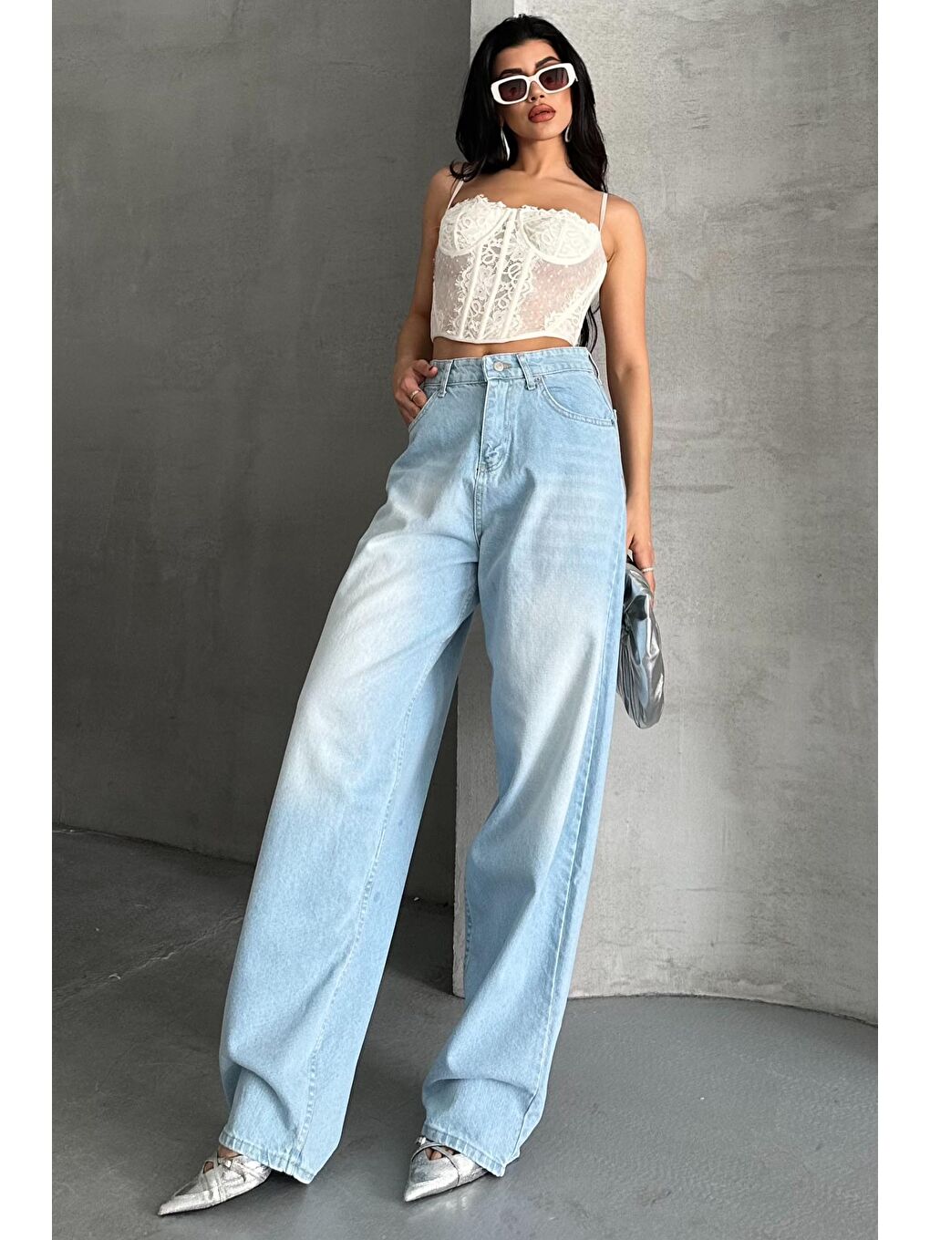 Taş Bıyık Baggy Jean Pantolon Buz Mavi - 27270