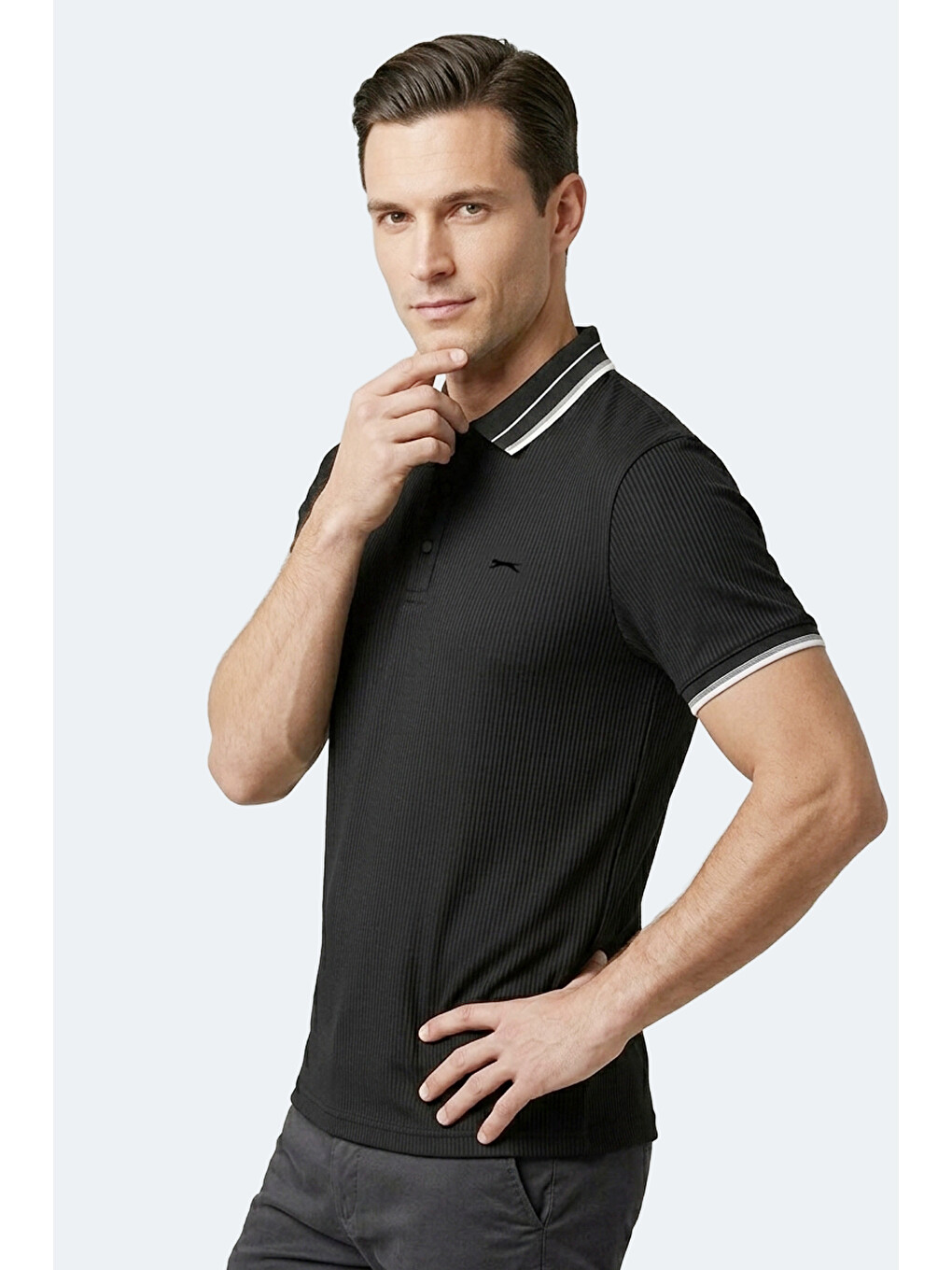 ZINOVIA Erkek Polo Yaka Siyah Tişört-7