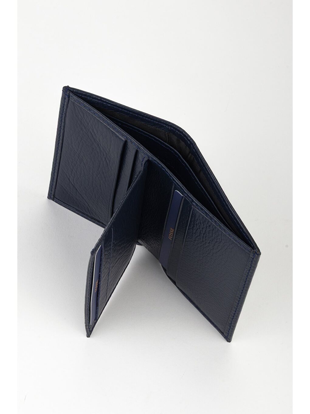 Lacivert Kutulu Hakiki Deri Küçük Boy Dikey El Portföyü Cüzdan-5