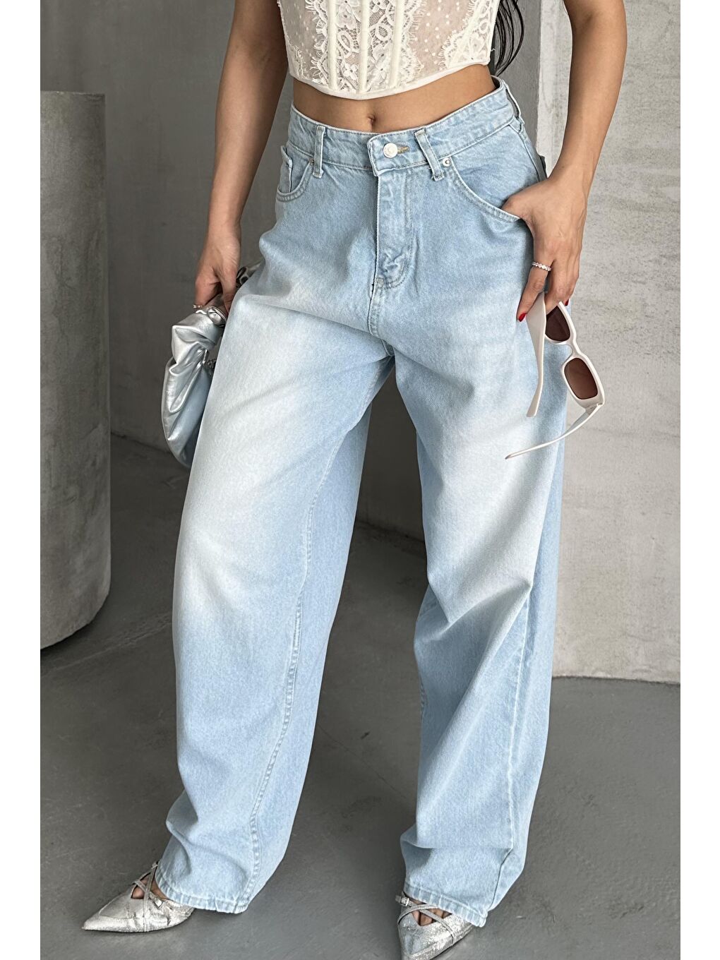 Taş Bıyık Baggy Jean Pantolon Buz Mavi - 27270-1