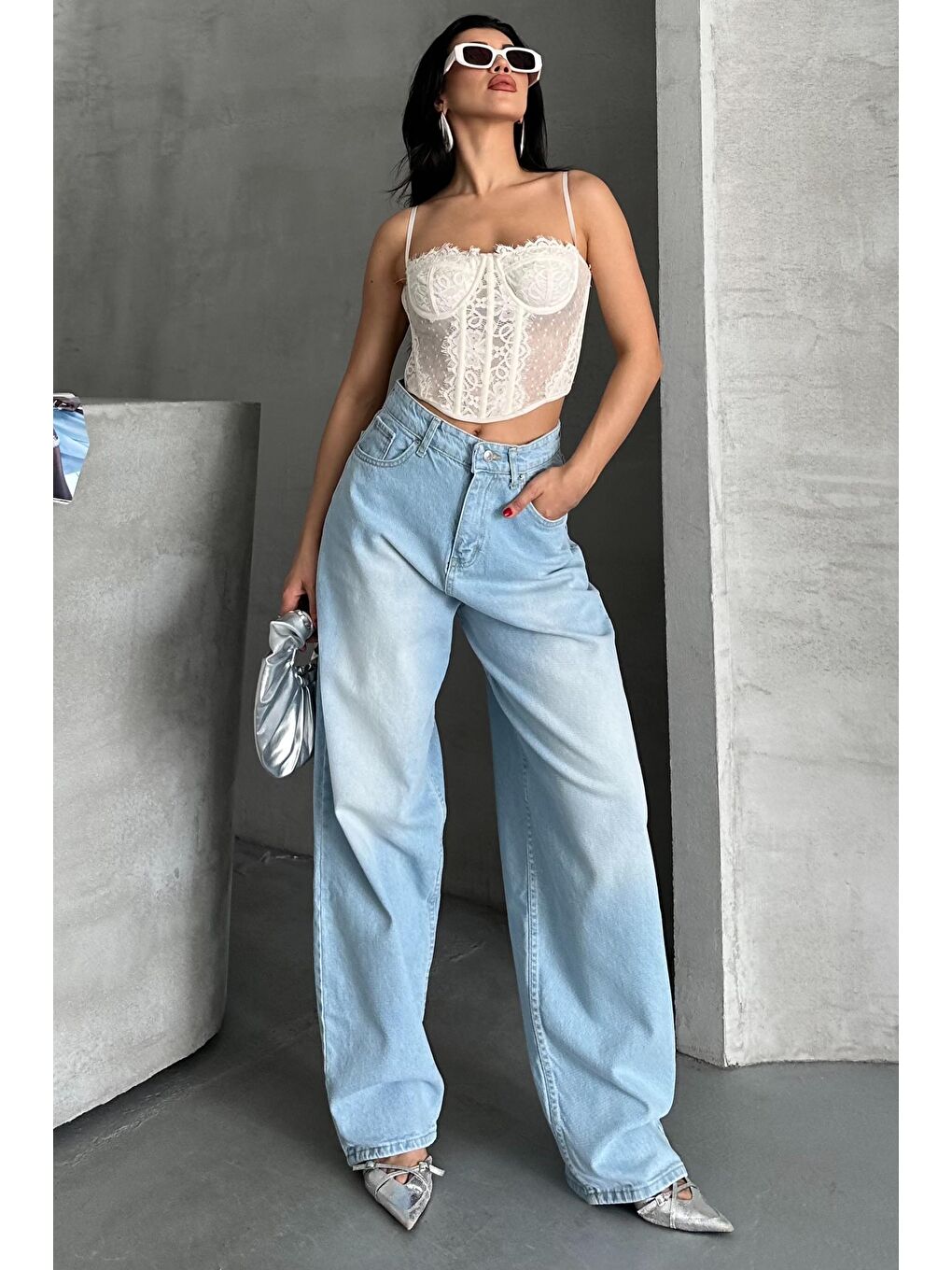 Taş Bıyık Baggy Jean Pantolon Buz Mavi - 27270-2