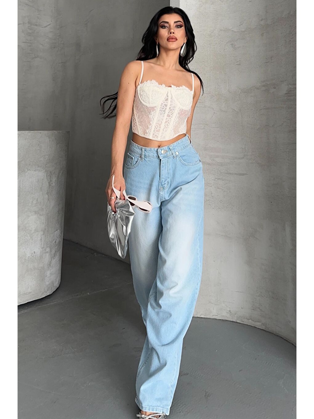 Taş Bıyık Baggy Jean Pantolon Buz Mavi - 27270-3