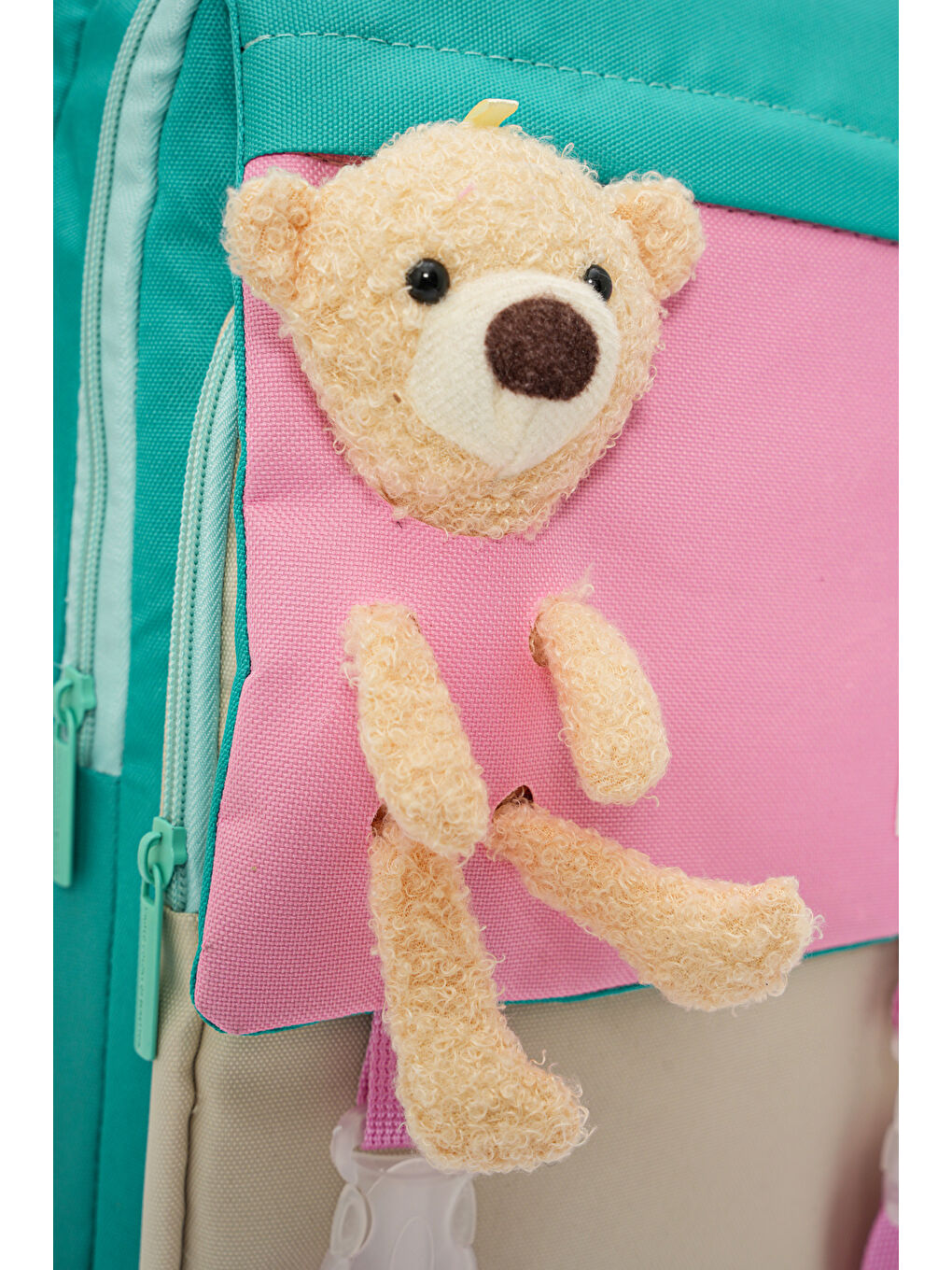 Pelüş Ayıcık Detaylı Kız Çocuk İlkokul Çanta Seti-4