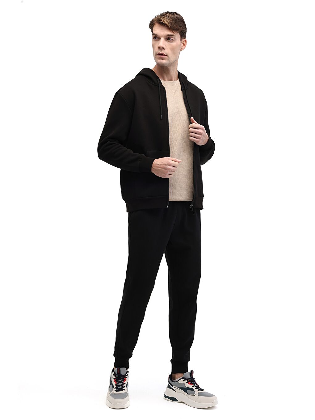 MB SN387 FZ HD 5PR Siyah Erkek Eşofman Üstü-2