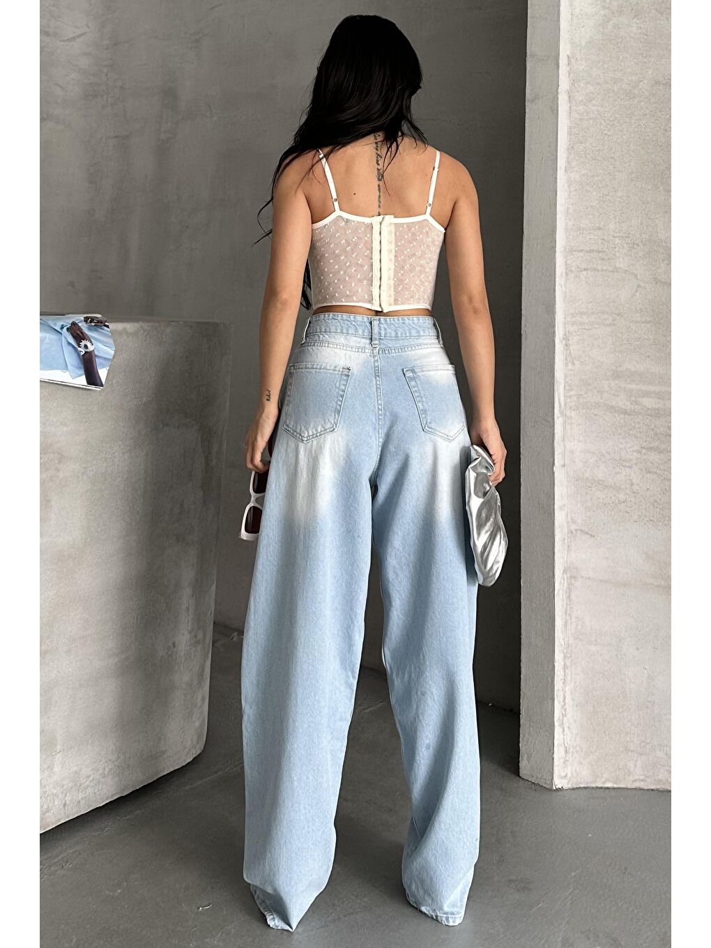 Taş Bıyık Baggy Jean Pantolon Buz Mavi - 27270-5