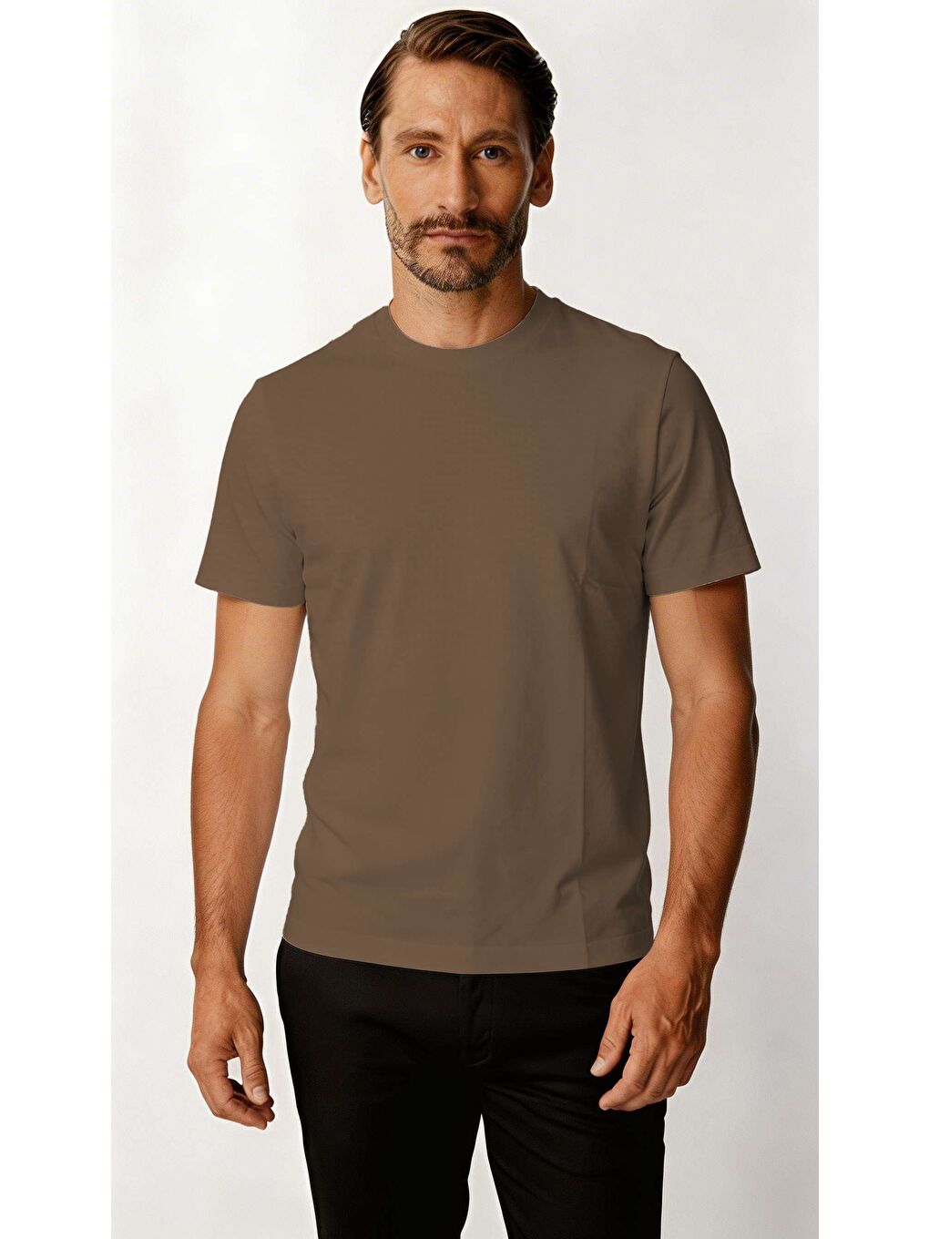 Bej Vizon Premium Erkek Tişört – Akışkan Kumaş
