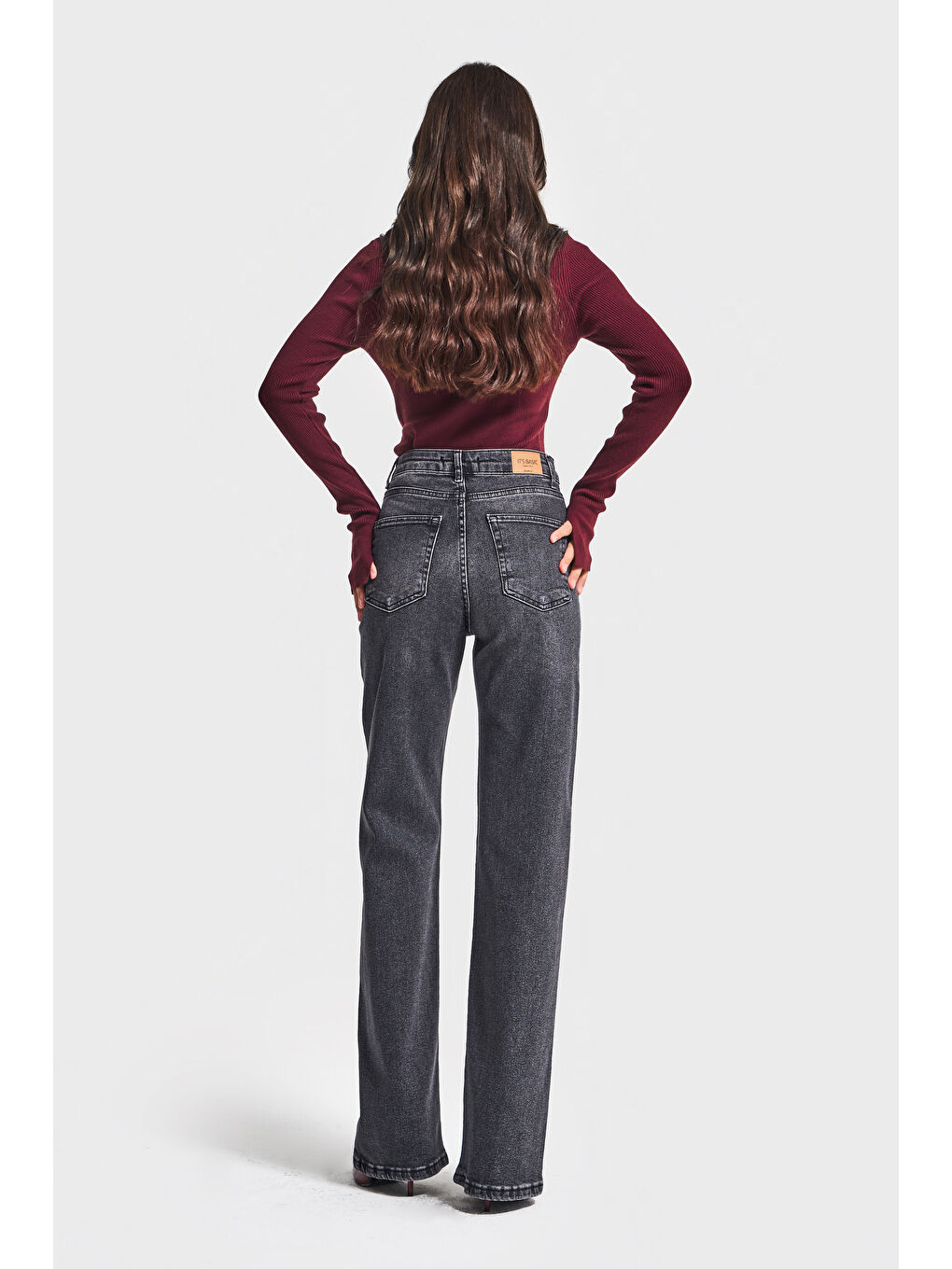 Gri Kadın Füme Renk 2w5-1 Straight Fit Yüksek Bel Esnek Elastan Kumaş Denim Jean-2