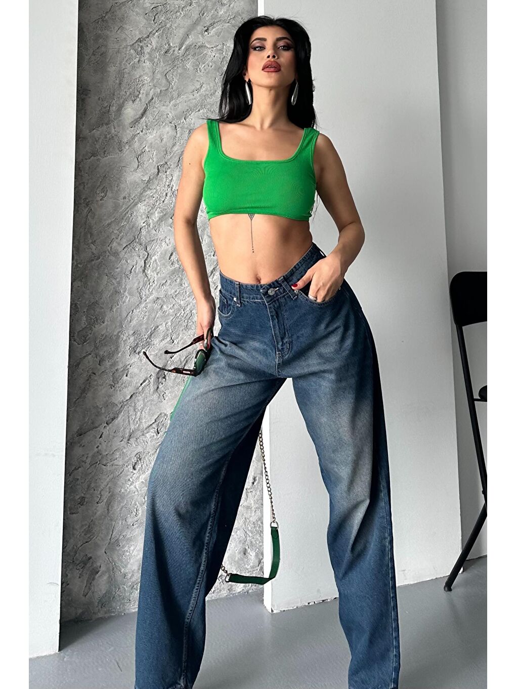 Kahverengi Taş Bıyık Baggy Jean Pantolon Tint-kahve - 27270-2