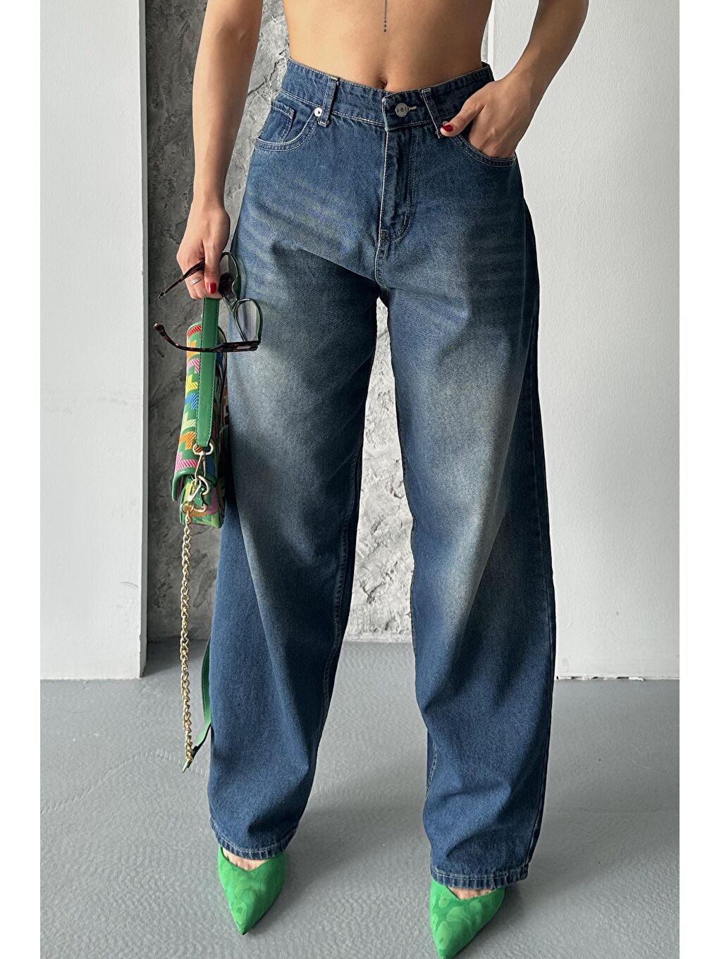 Kahverengi Taş Bıyık Baggy Jean Pantolon Tint-kahve - 27270-3