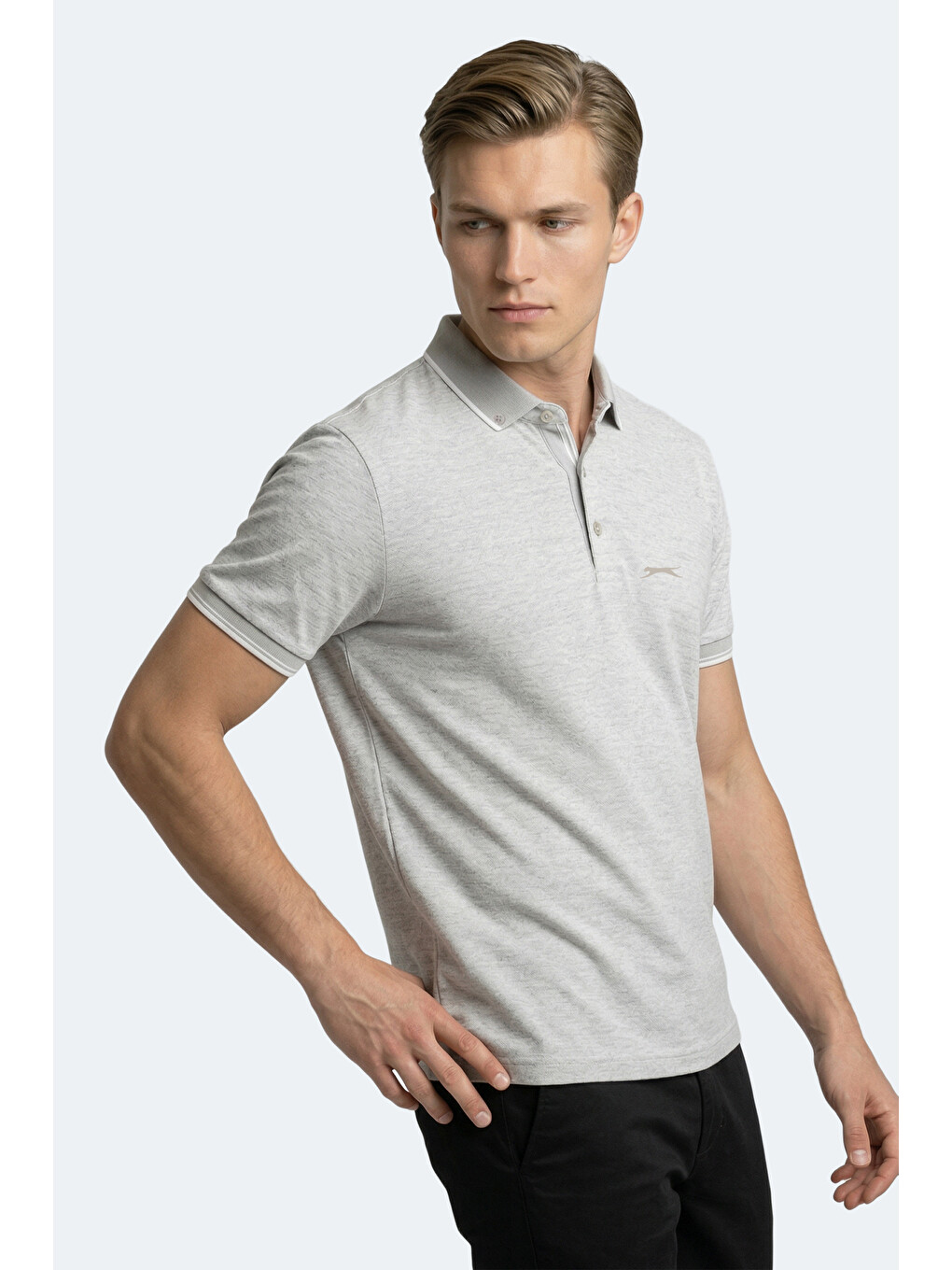 ZERU Erkek Polo Yaka Gri Tişört-3
