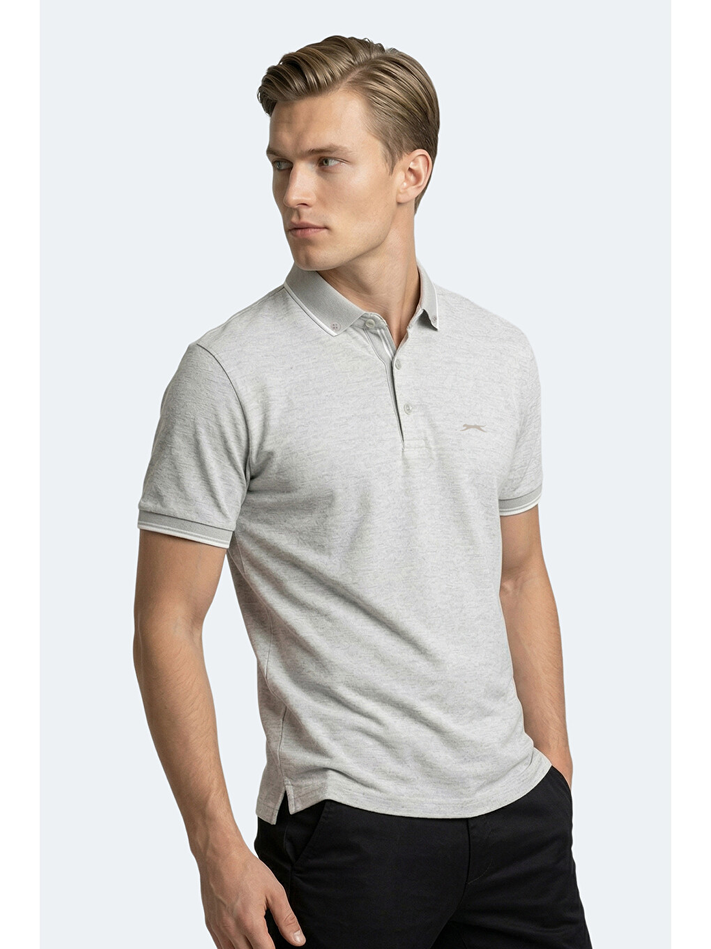 ZERU Erkek Polo Yaka Gri Tişört-4