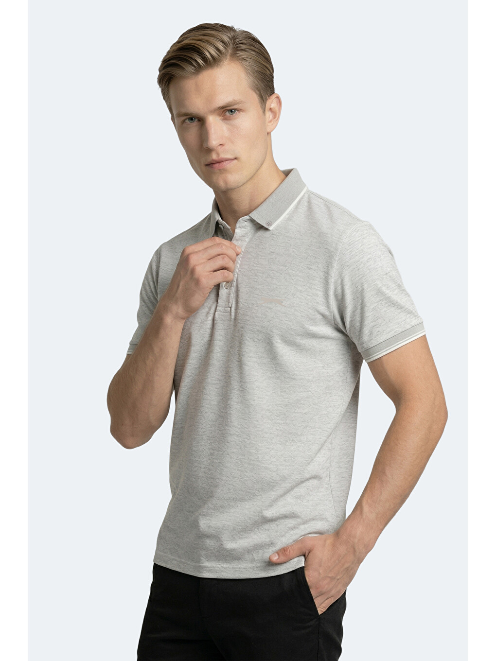 ZERU Erkek Polo Yaka Gri Tişört-7