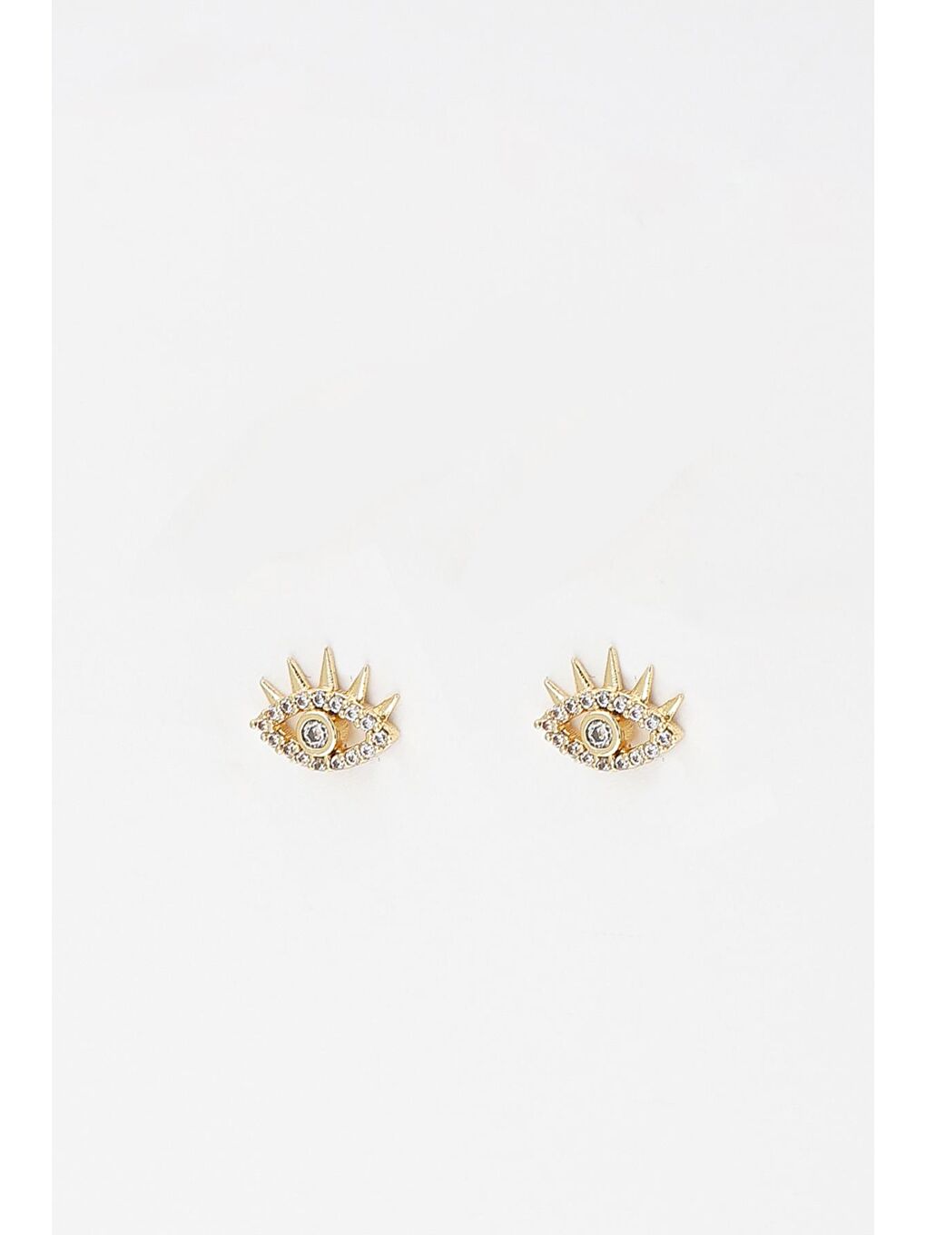 Sarı Nazar Göz Gömme Taşlı Çivi Küpe-1