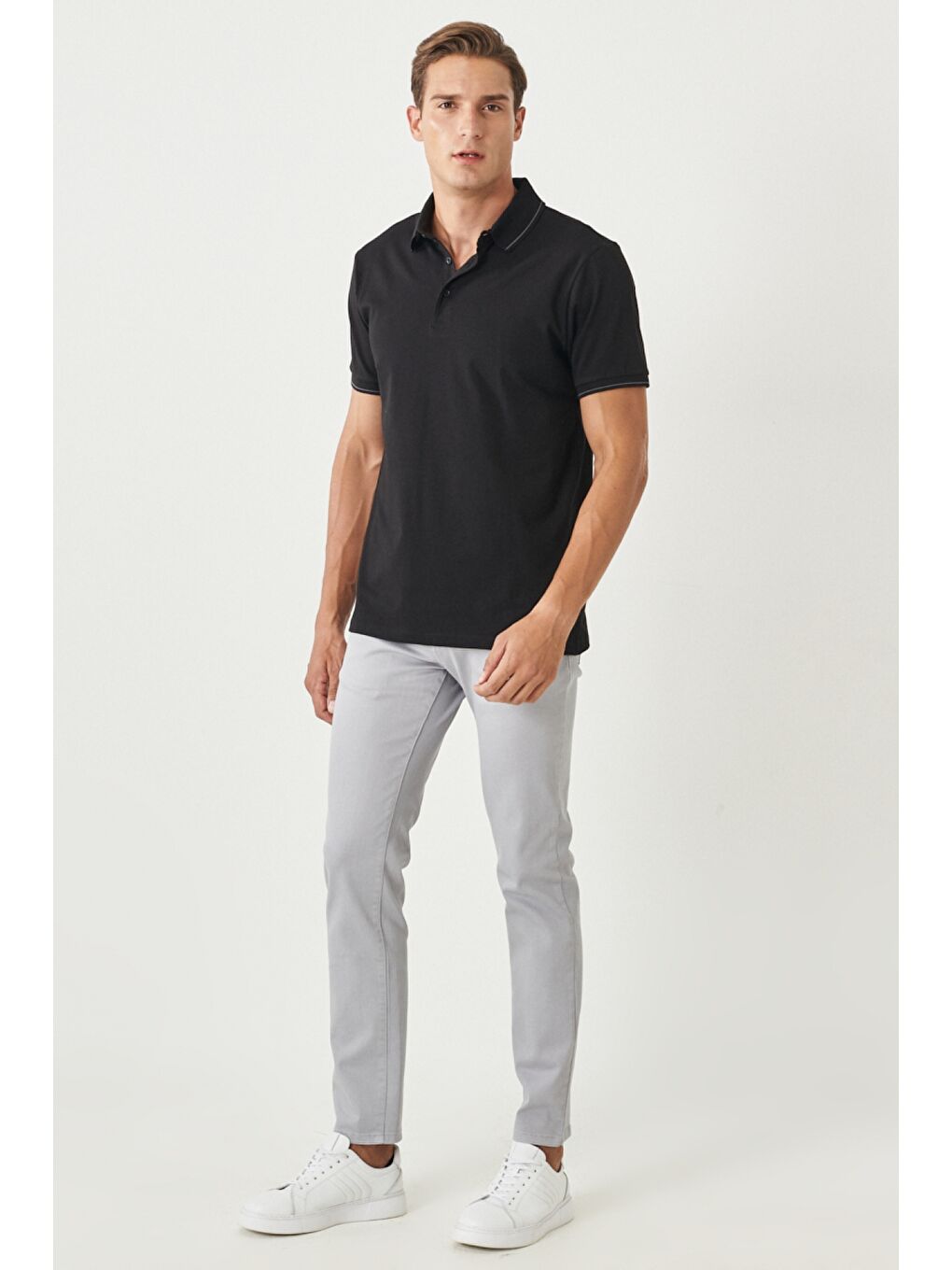 Erkek Gri 360 Derece Her Yöne Esneyen Slim Fit Dar Kesim Pamuklu Rahat Pantolon