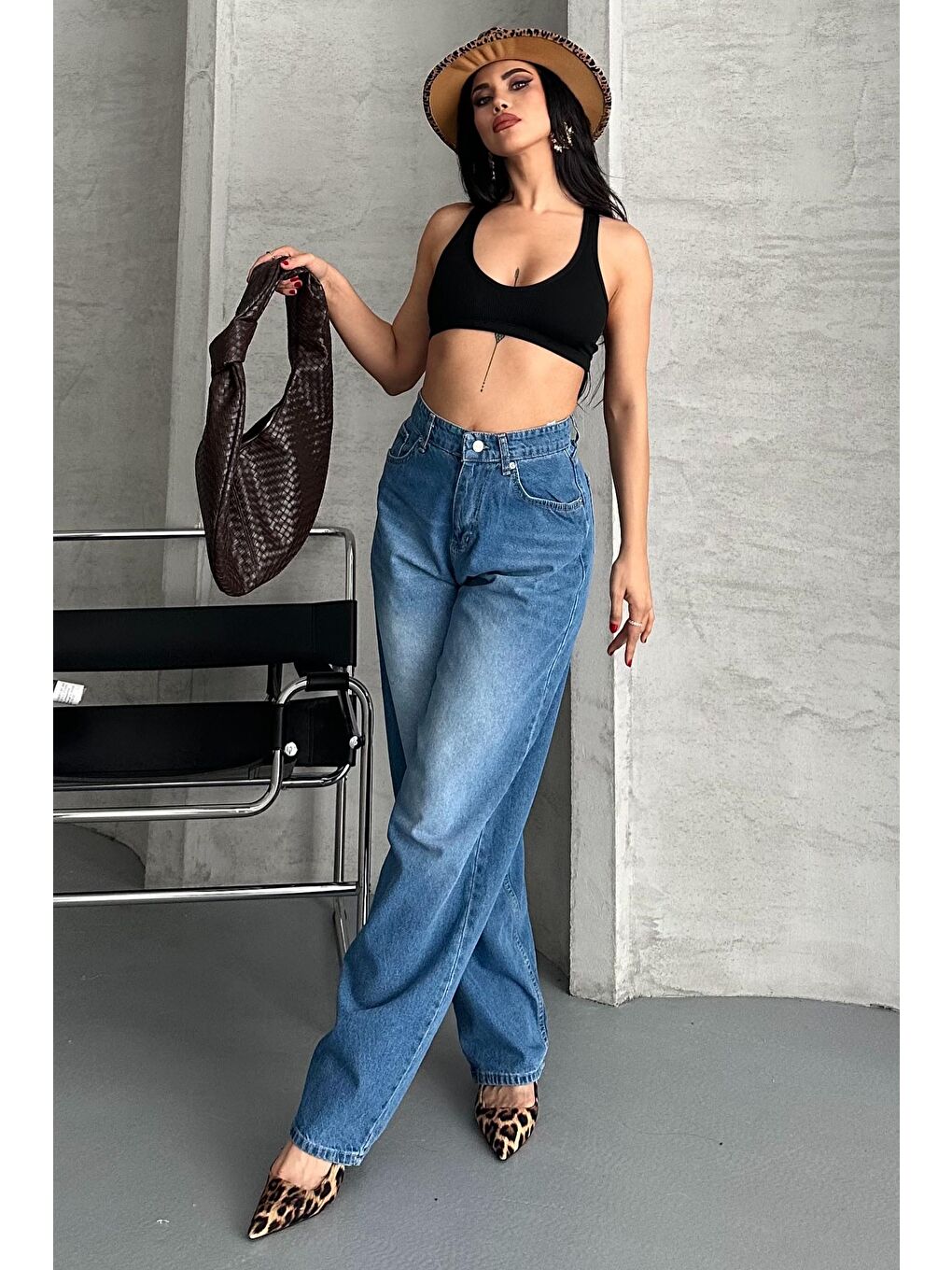 Taş Bıyık Baggy Jean Pantolon Mavi - 27270-1