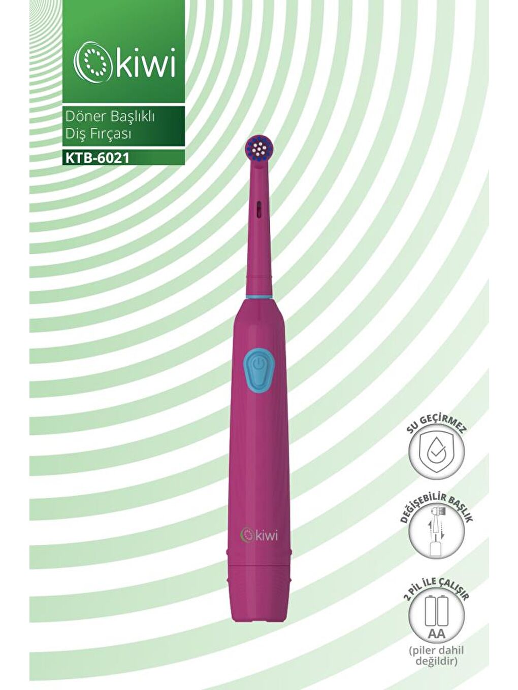 Ktb-6021 Döner Başlıklı Plak Giderici Pilli Diş Fırçası Bordo