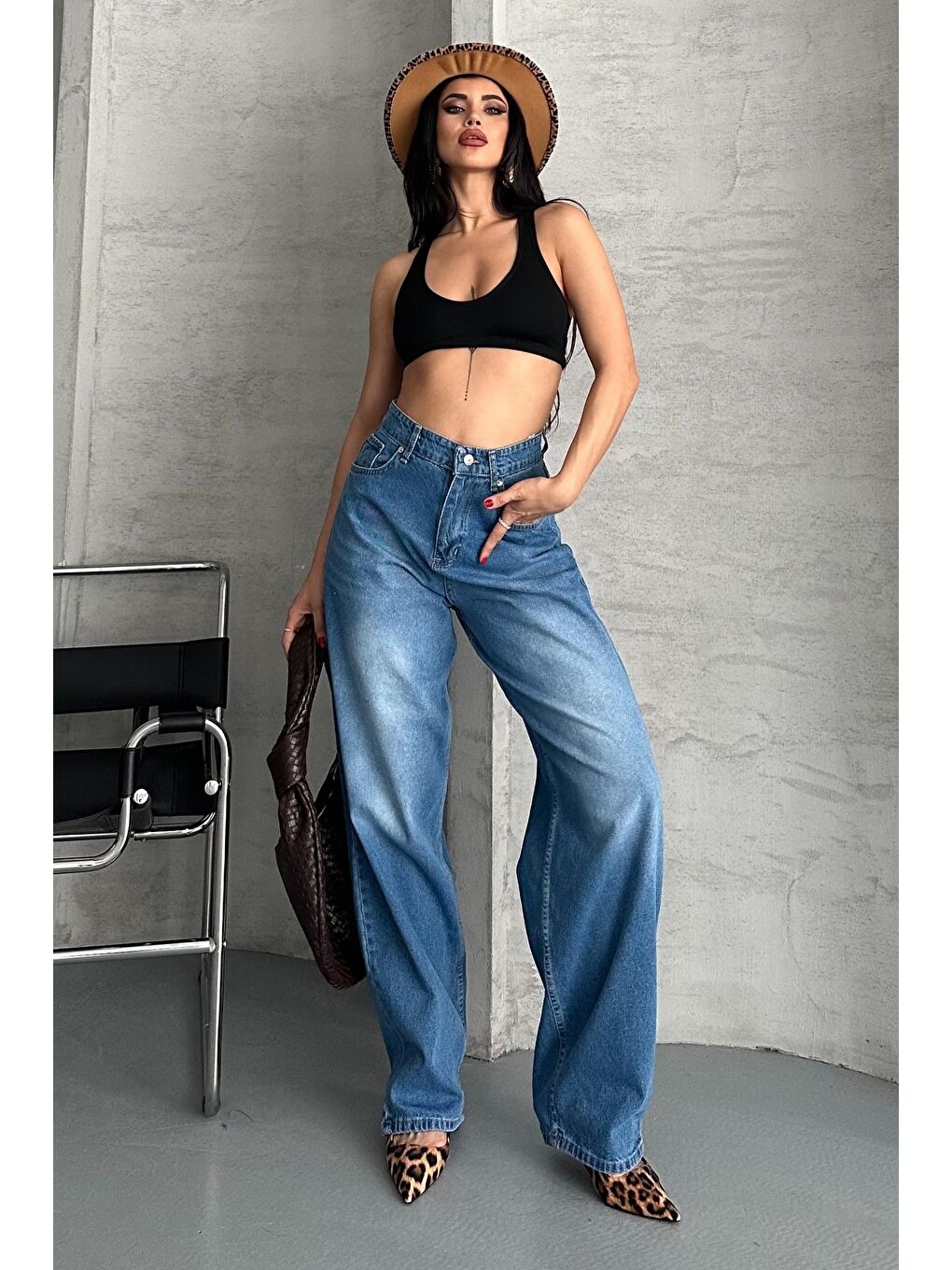 Taş Bıyık Baggy Jean Pantolon Mavi - 27270-3