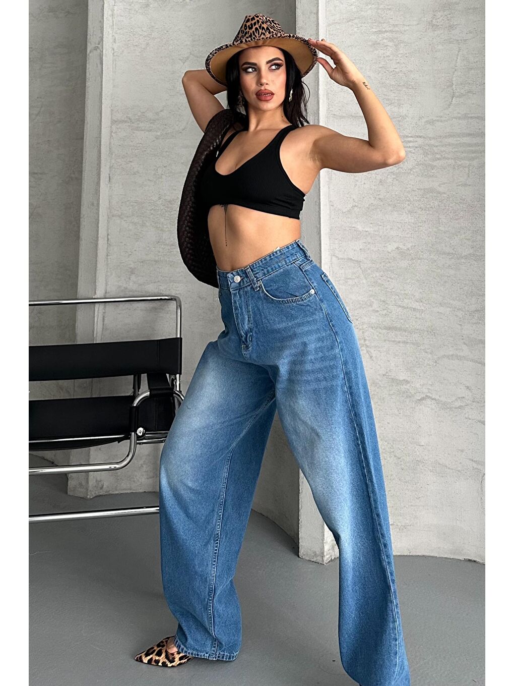 Taş Bıyık Baggy Jean Pantolon Mavi - 27270-4