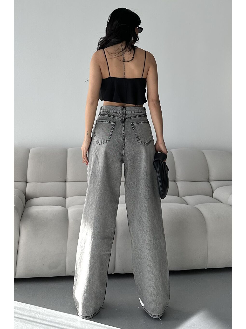 Bıyık Baggy Jean Pantolon Açik Gri - 27268-4