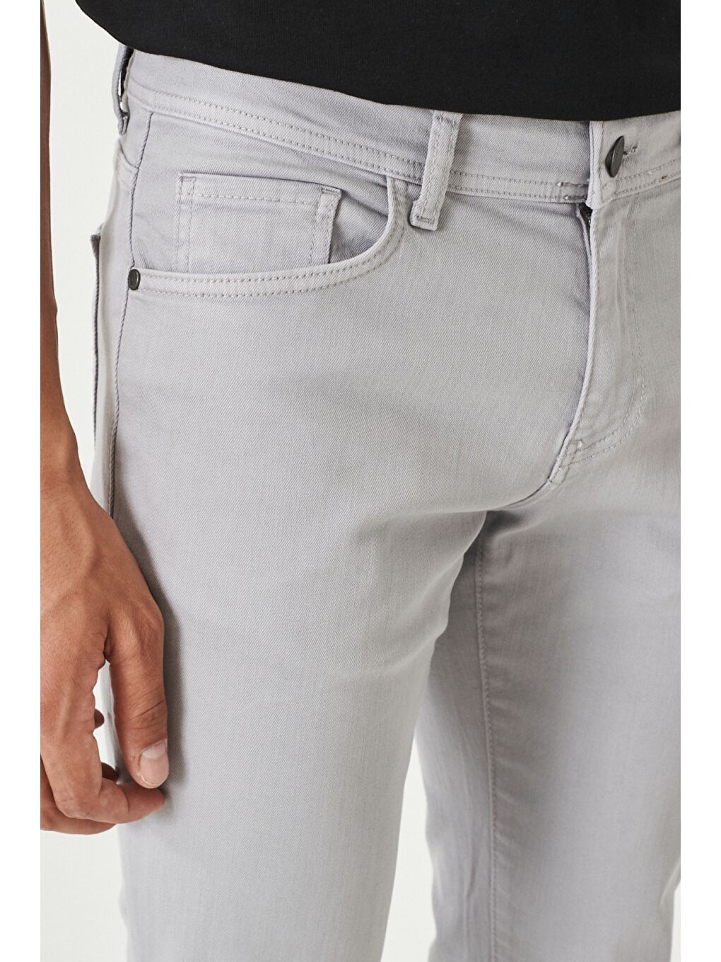 Erkek Gri 360 Derece Her Yöne Esneyen Slim Fit Dar Kesim Pamuklu Rahat Pantolon-2