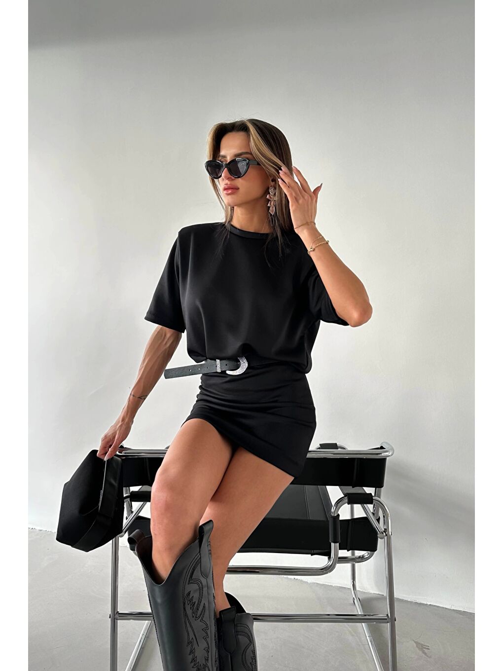 Kadın Siyah Vatkalı Elbise 1035-0002-5