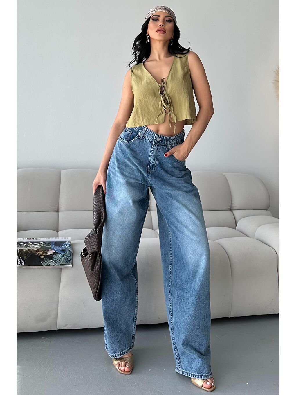 Bıyık Baggy Jean Pantolon Mavi - 27268