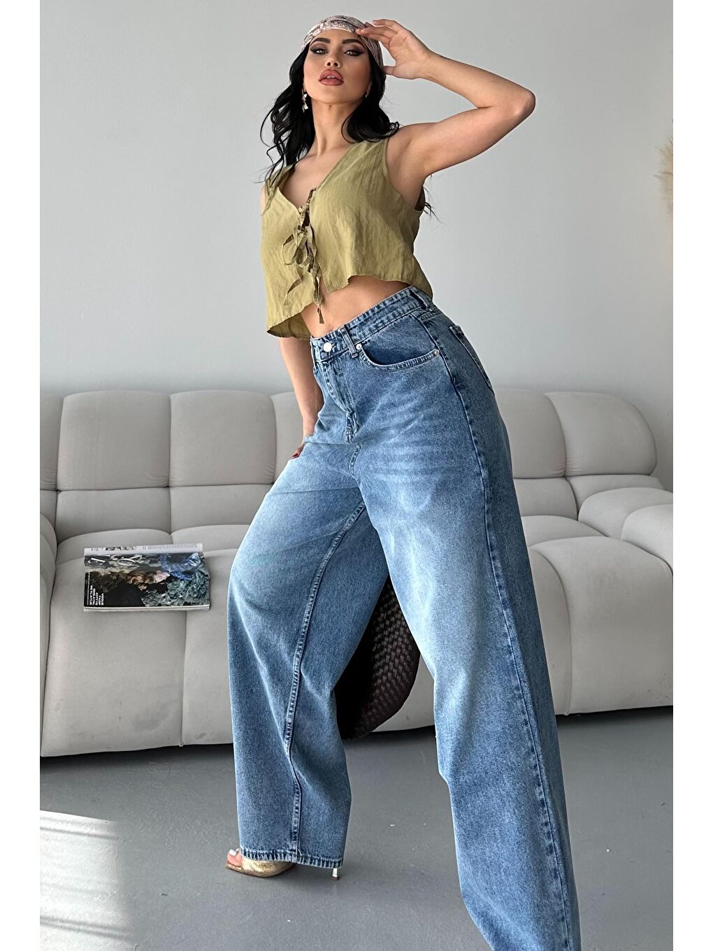 Bıyık Baggy Jean Pantolon Mavi - 27268-4