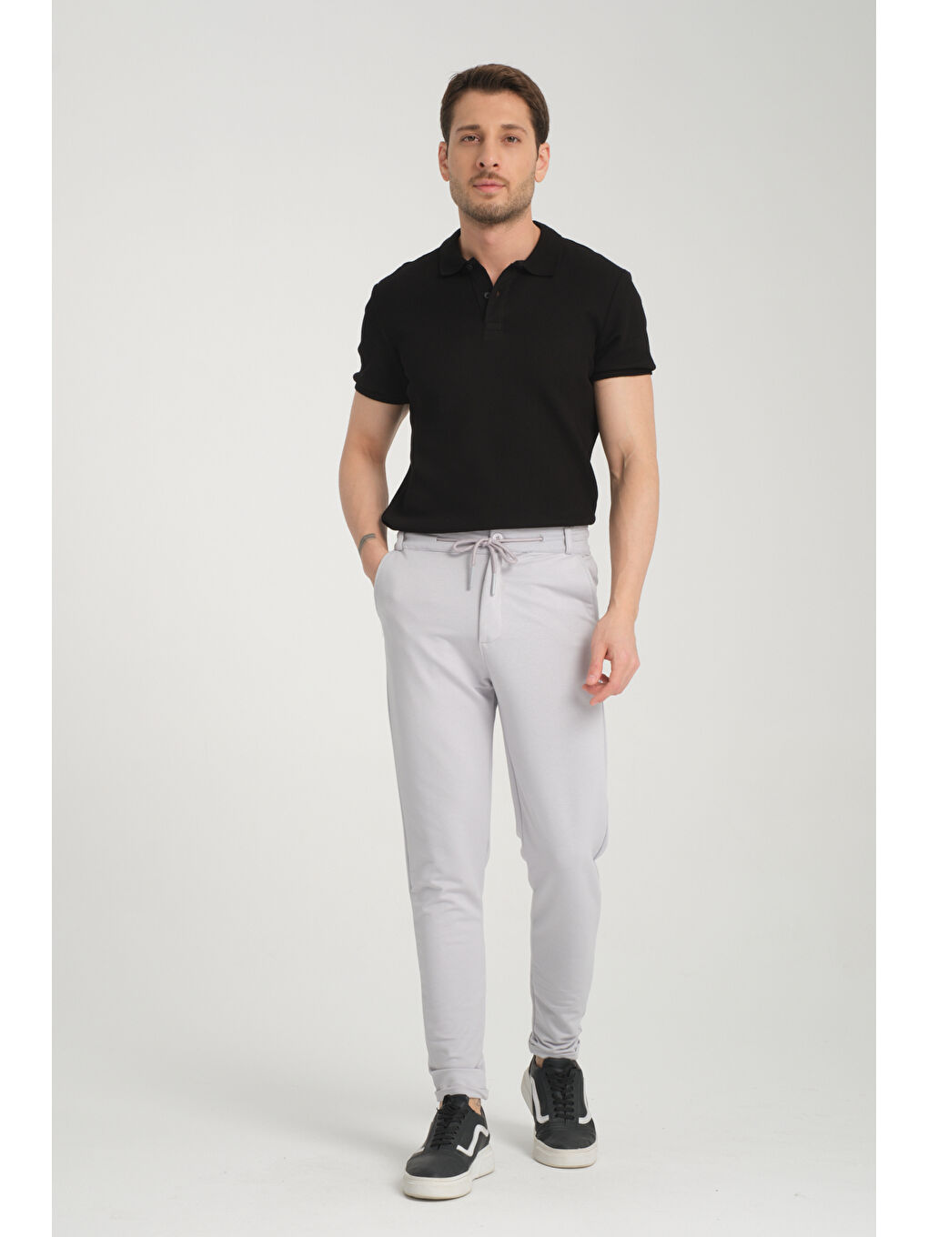 Gri Duble Paça Kompak Erkek Pantolon 3575-1