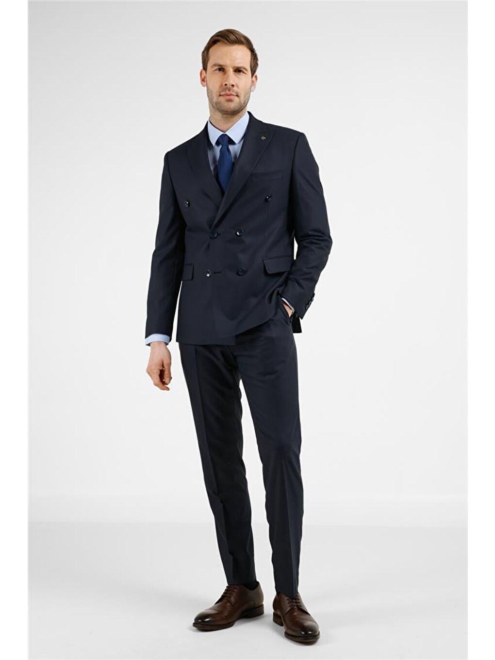 Lacivert Kırlangıç Yaka 6 Drop Slim Fit Takım Elbise 1001255172-1