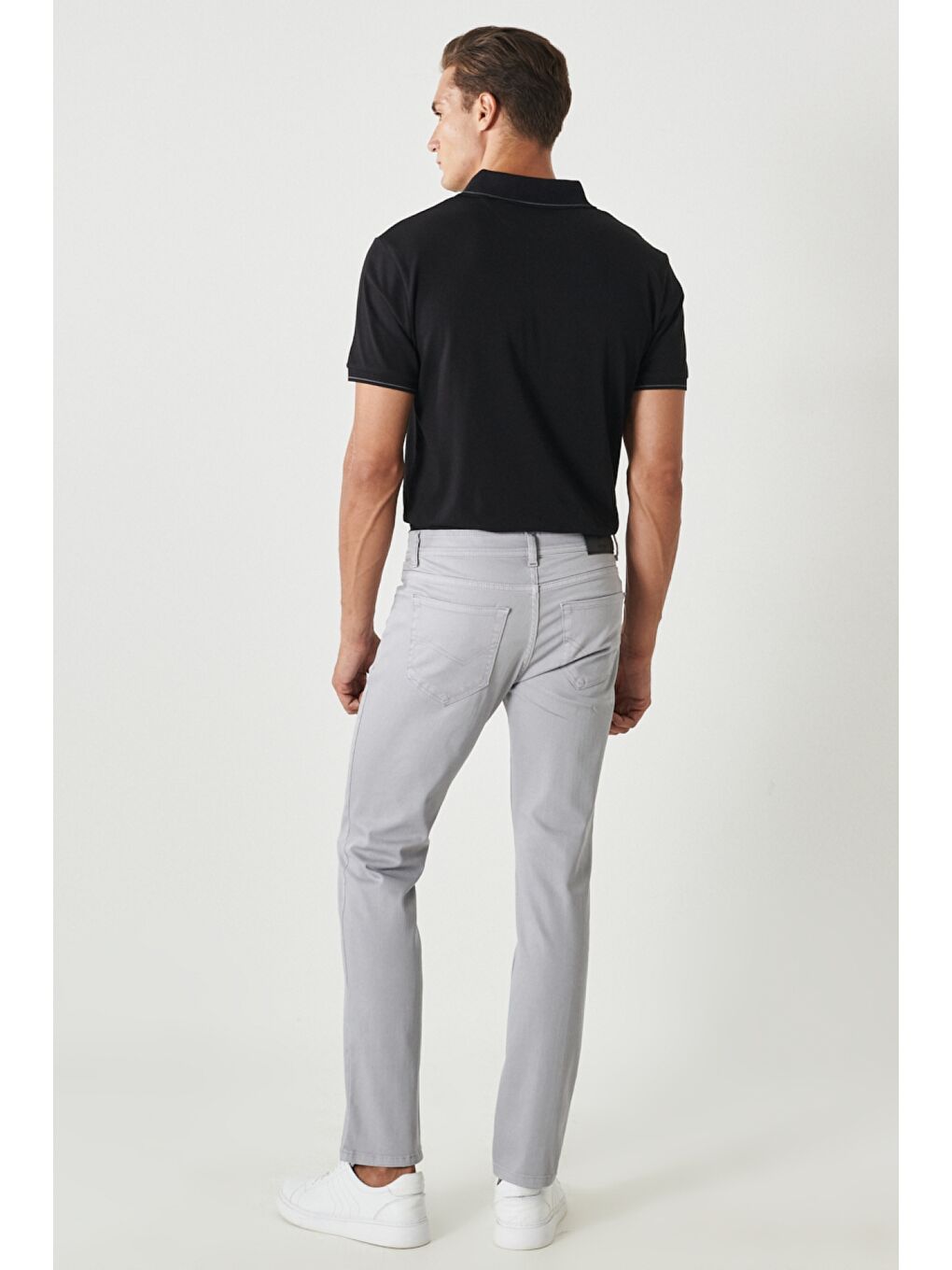 Erkek Gri 360 Derece Her Yöne Esneyen Slim Fit Dar Kesim Pamuklu Rahat Pantolon-4