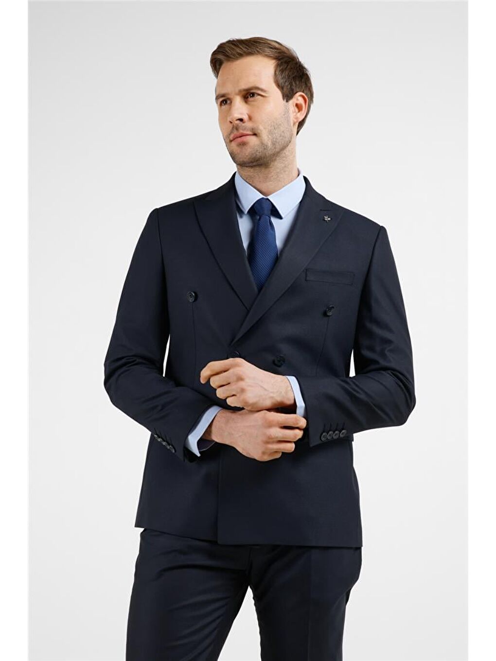 Lacivert Kırlangıç Yaka 6 Drop Slim Fit Takım Elbise 1001255172-2