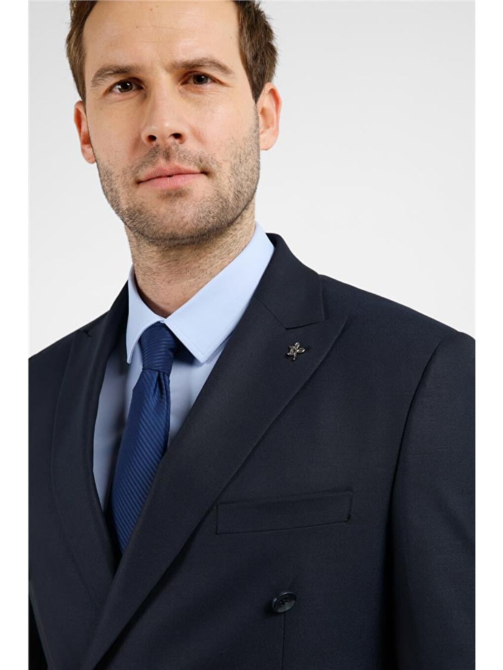 Lacivert Kırlangıç Yaka 6 Drop Slim Fit Takım Elbise 1001255172-3