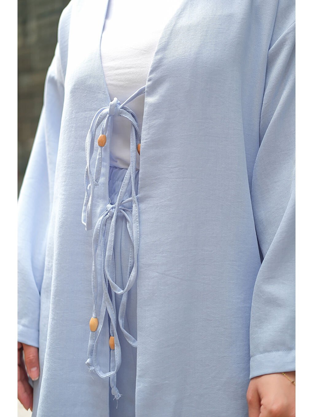 Kadın Ön Bağlama Detaylı Takım Bebe Mavi-4