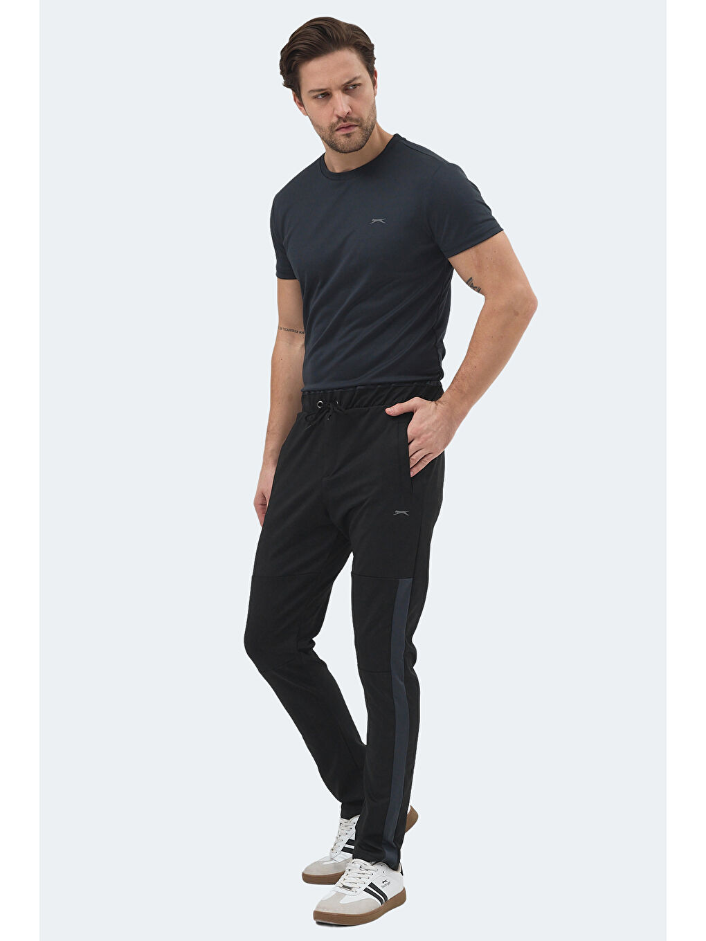 OXFORD I Erkek Fermuar Cepli Siyah Eşofman Altı-1