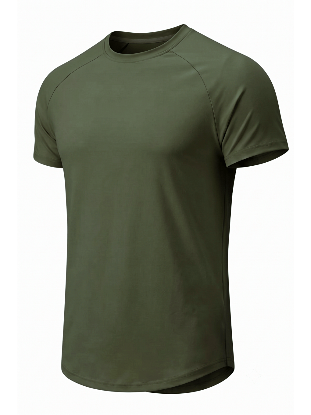 Haki Erkek Spor Tişört Fitness Antrenman Tişörtü Oval Kesim Elastanlı Süprem Reglan Kol OVAL-T22