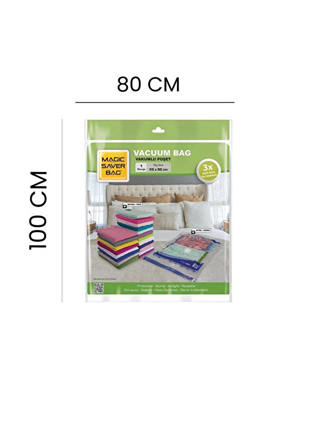 Renksiz Tekli Vakumlu Poşet - XXL - 80x100 cm-2