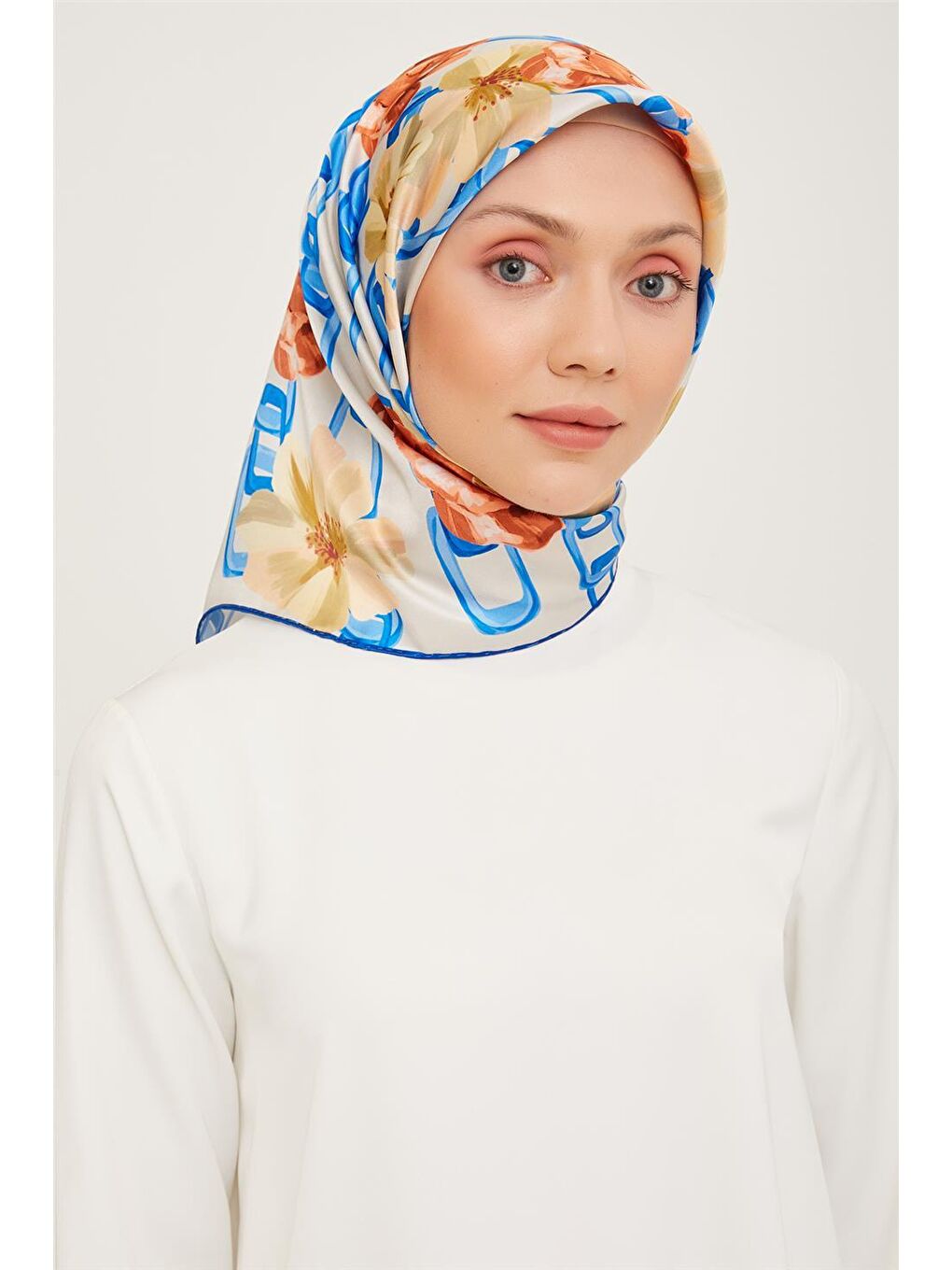 Mavi Twill İpek Eşarp 23Ka9034 56