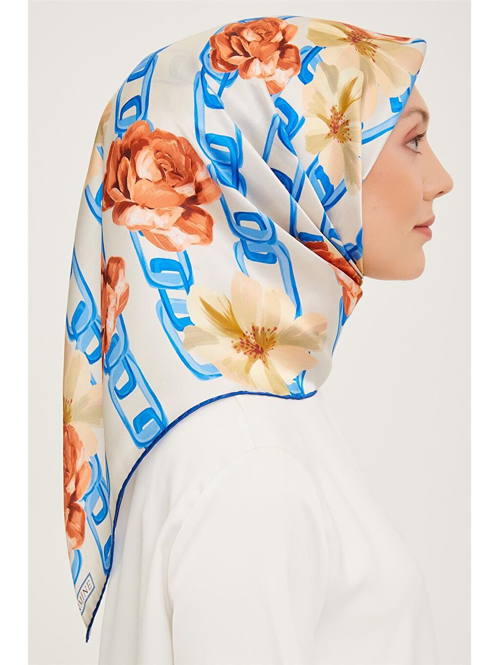 Mavi Twill İpek Eşarp 23Ka9034 56-1