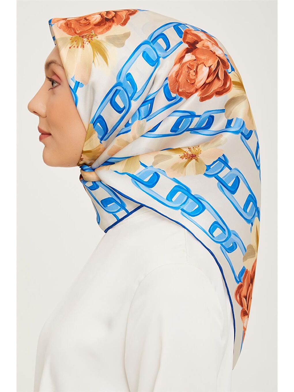 Mavi Twill İpek Eşarp 23Ka9034 56-2