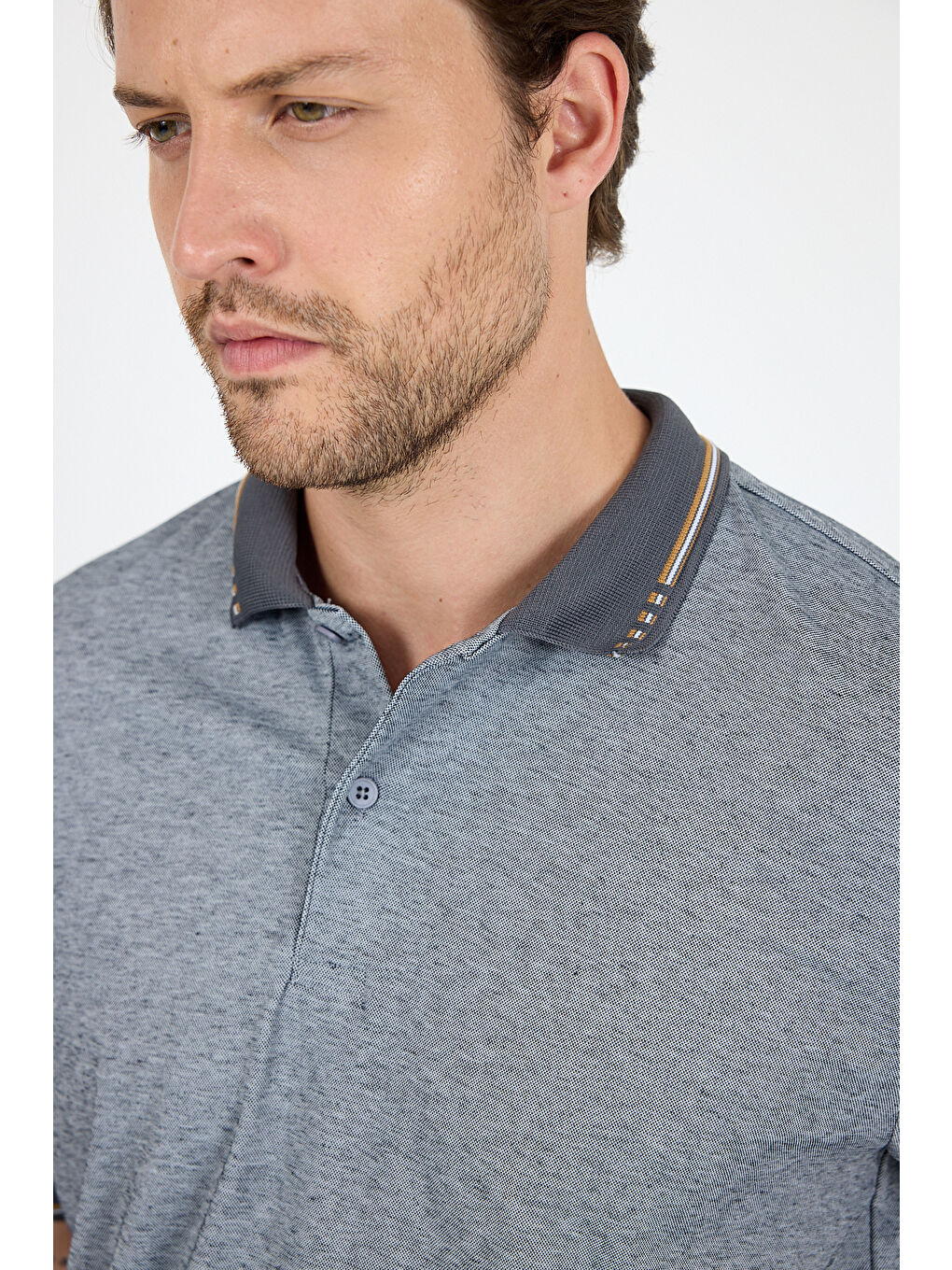 Gri Erkek Polo Yaka Kısa Kollu Tişört 5029-3