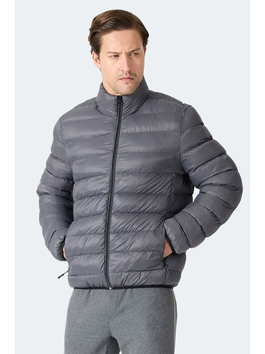 BRAUM Erkek Şişme Koyu Gri Mont & Kaban-3