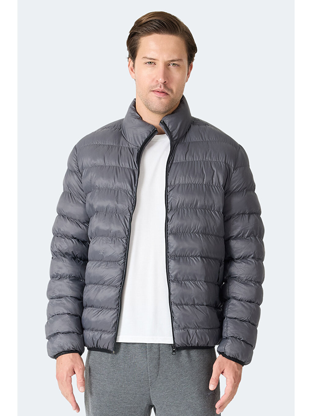 BRAUM Erkek Şişme Koyu Gri Mont & Kaban-5